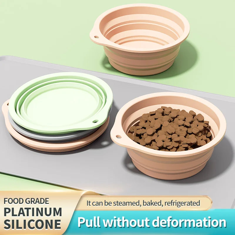 Collapsible Silicone Dog Bowl,Foldable Expandable Cup Dish for Small Pet Cat Food Water Feeding Portable Travel Bowl