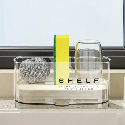Transparent Kitchen Sink Rag Rack with Drain Plate Multi-Function Faucet Storage Rack Space Saving Kitchen Sink Rack